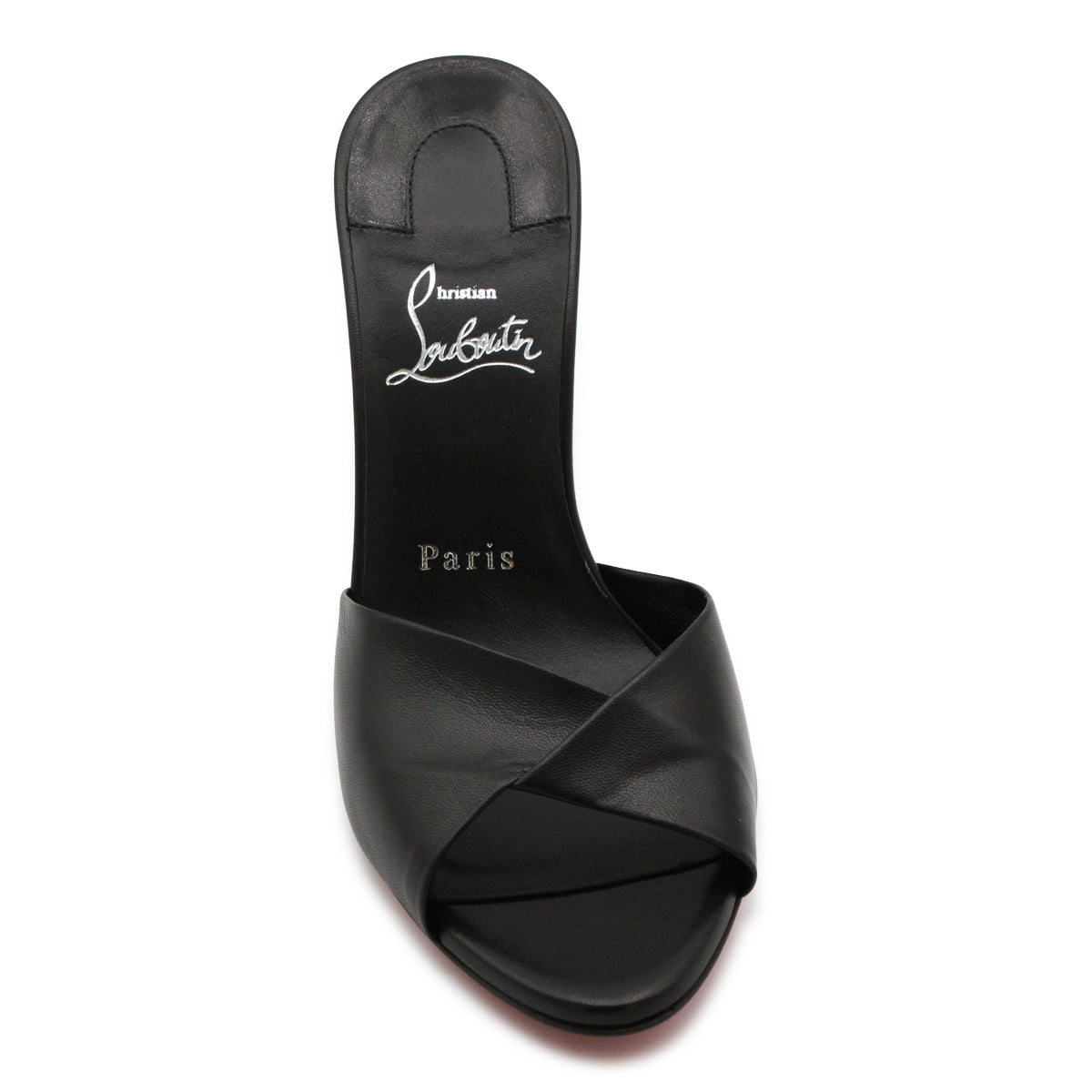 BLACK LEATHER FANNY SANDALS