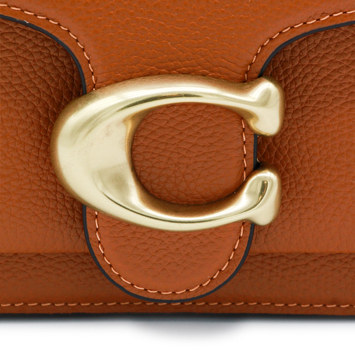 AMBER BROWN POLISHED PEBBLE LEATHER TABBY SHOULDER BAG