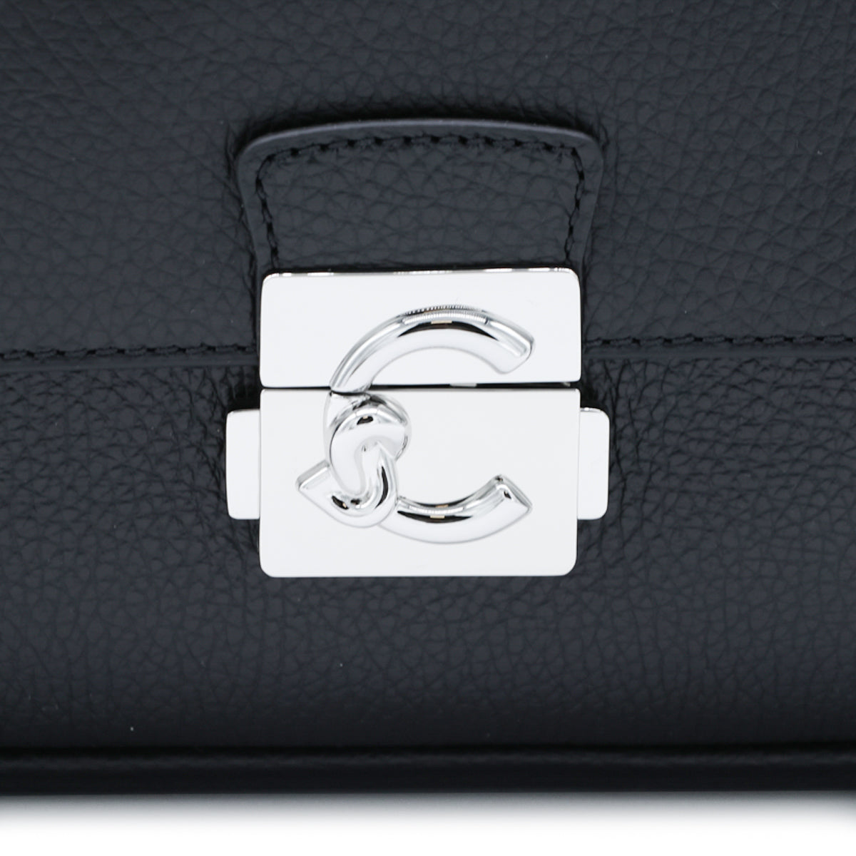 BLACK LEATHER C-ME LOCK SHOULDER BAG