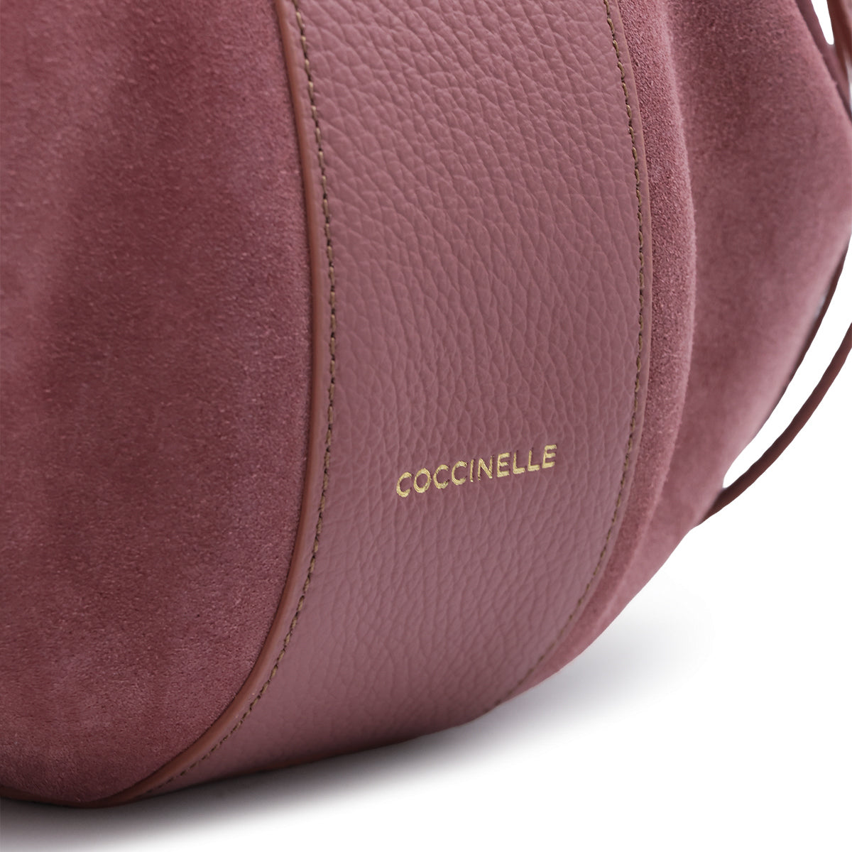 WINTER ROSE SUEDE COCCINELLE BOOM SATCHEL