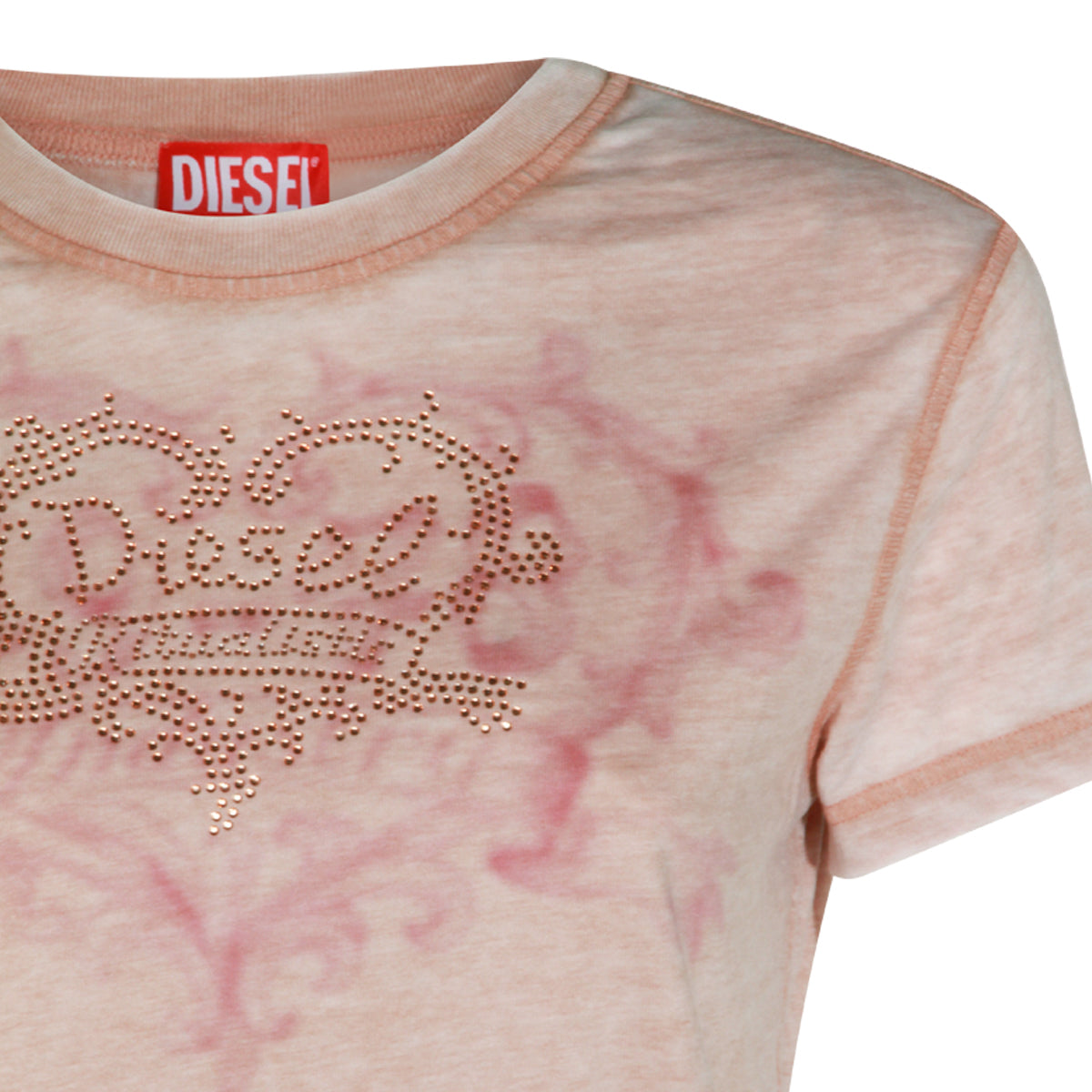 BEIGE COTTON BLEND BURNOUT T-SHIRT