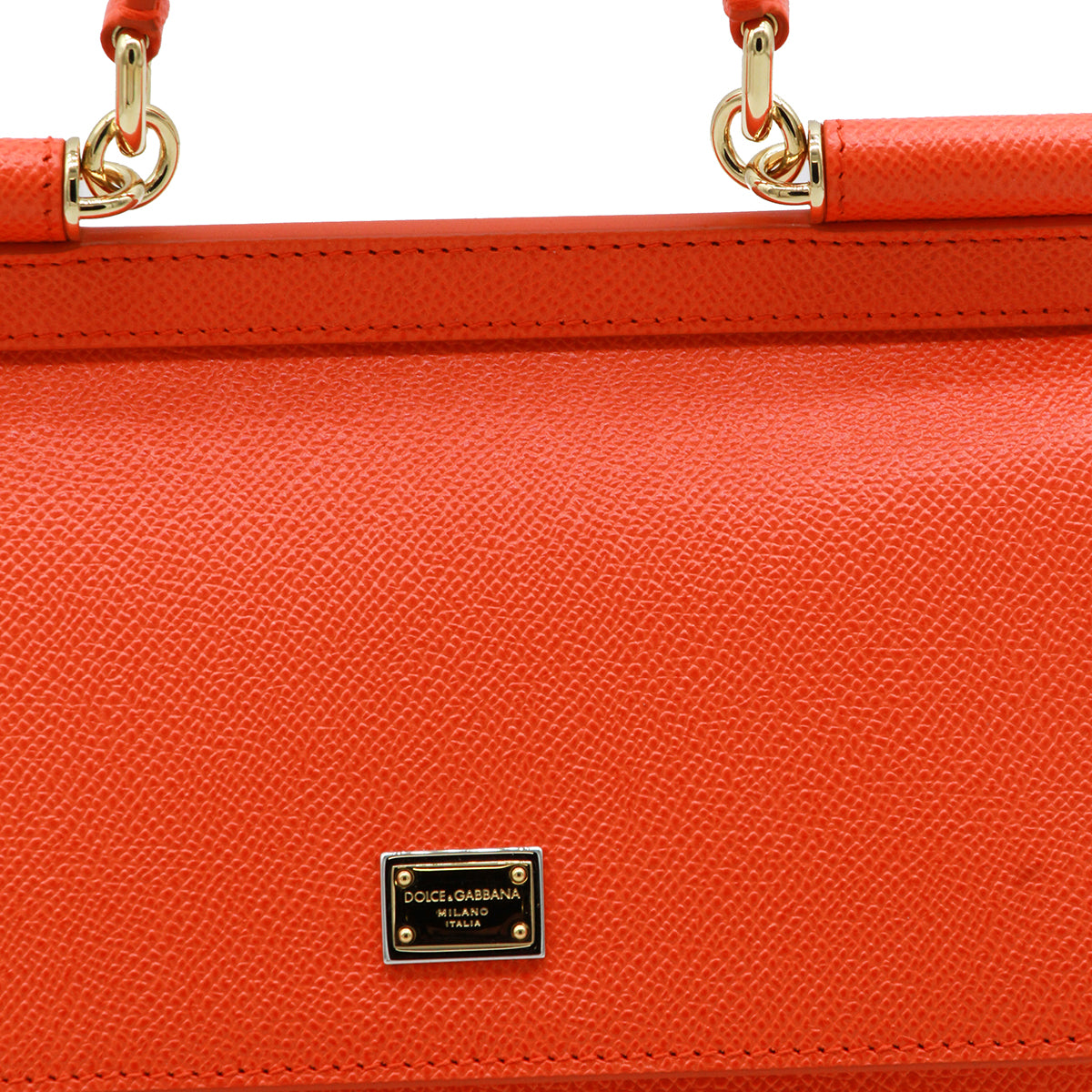 ORANGE LEATHER SICILY SMALL TOP HANDLE BAG