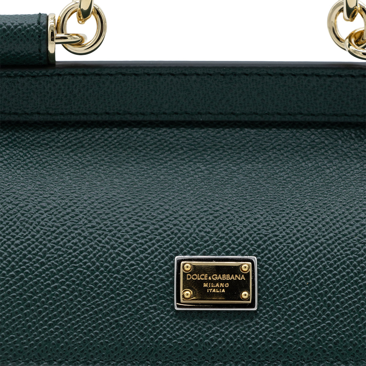 DARK GREEN LEATHER SICILY MINI TOP HANDLE BAG
