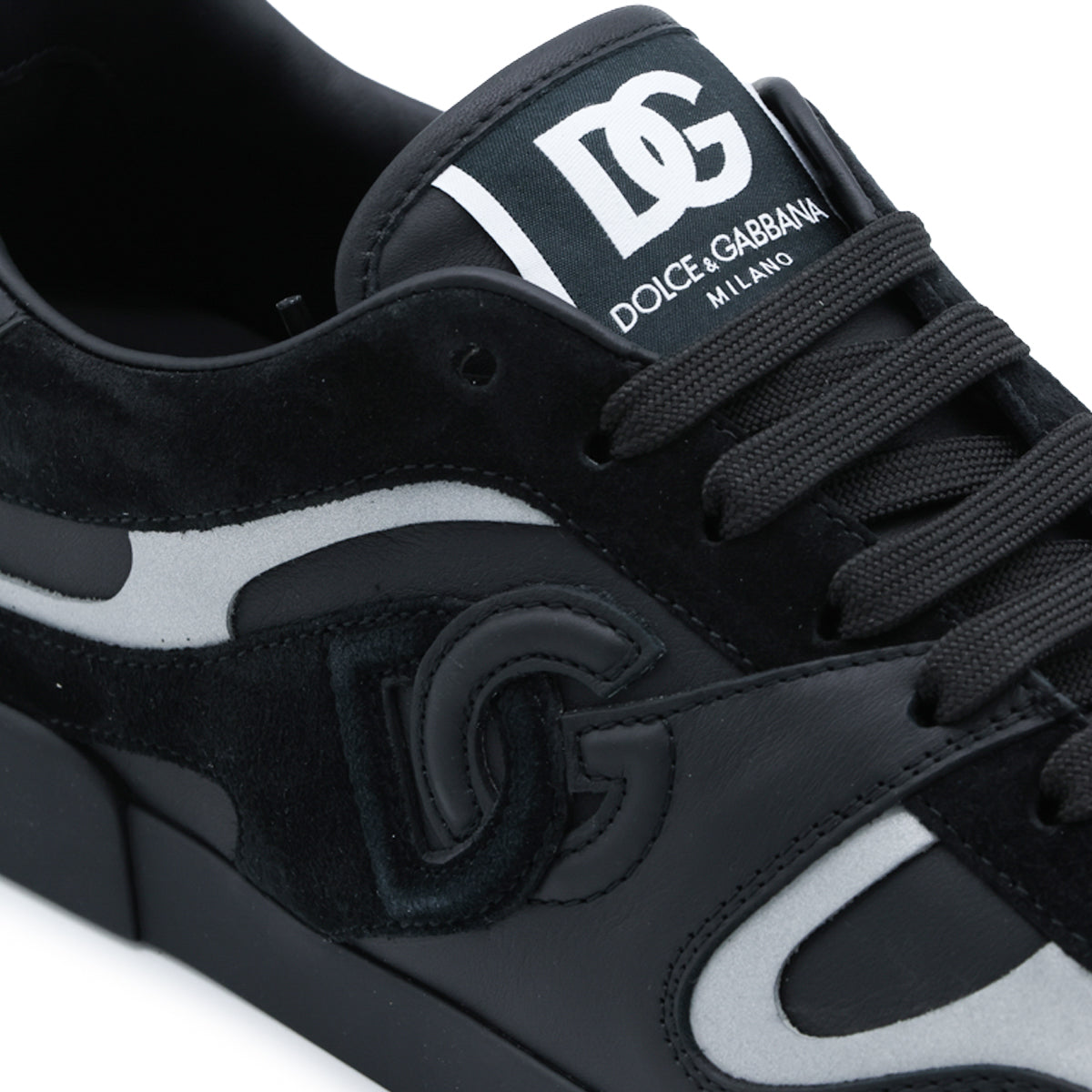 BLACK LEATHER PORTOFINO SNEAKERS
