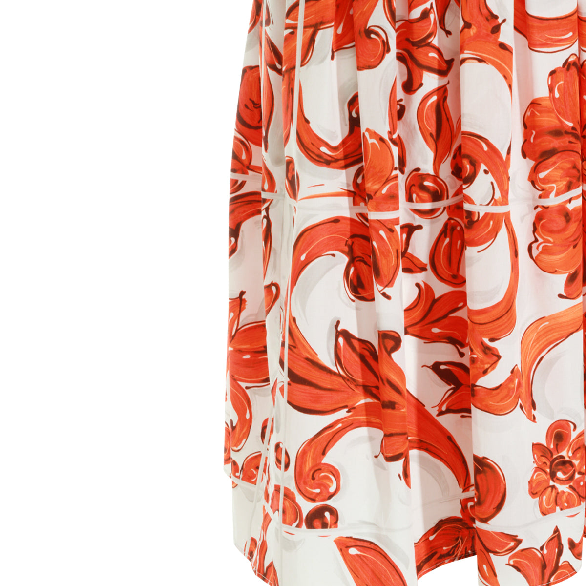 WHITE AND ORANGE COTTON MAIOLICA DRESS
