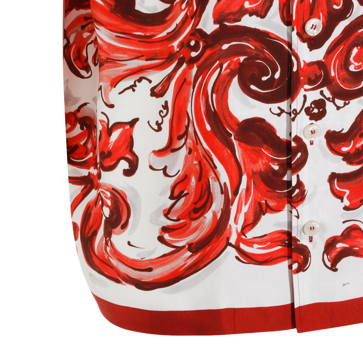 RED AND WHITE SILK MAIOLICA SHIRT