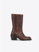 TEXTURED LEATHER BLOCK HEEL BOOTS