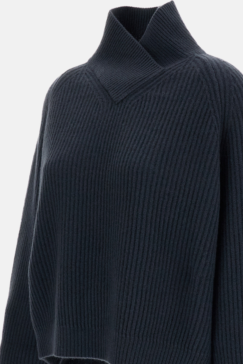 OVERSIZED PURE CASHMERE CROSS-COLLAR SWEATER