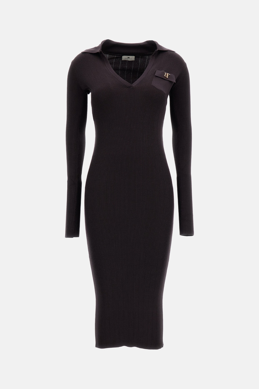 LRIBBED KNIT MIDI DRESS