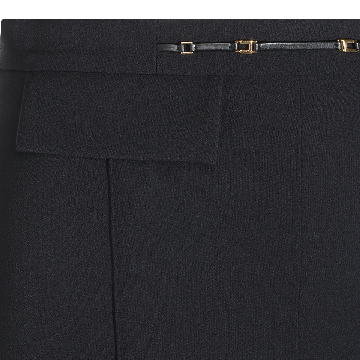 BLACK STRETCH FLARED PANTS