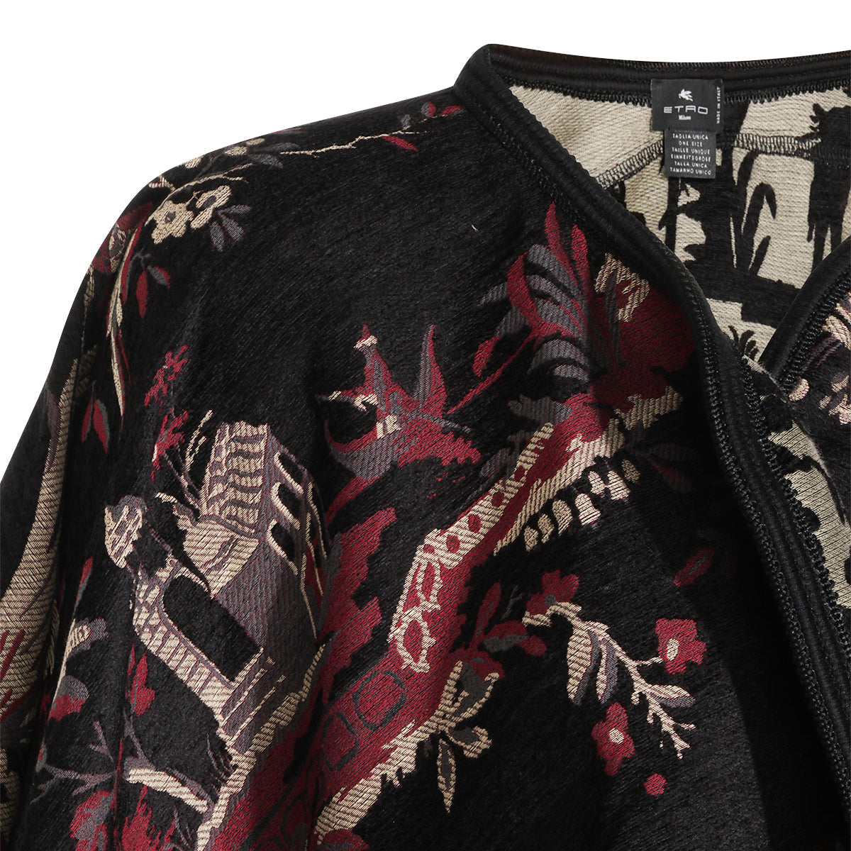 BORDEAUX COTTON BLEND FLORAL CAPE