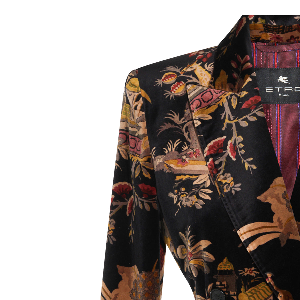 BLACK AND BORDEAUX VELVET BLAZER