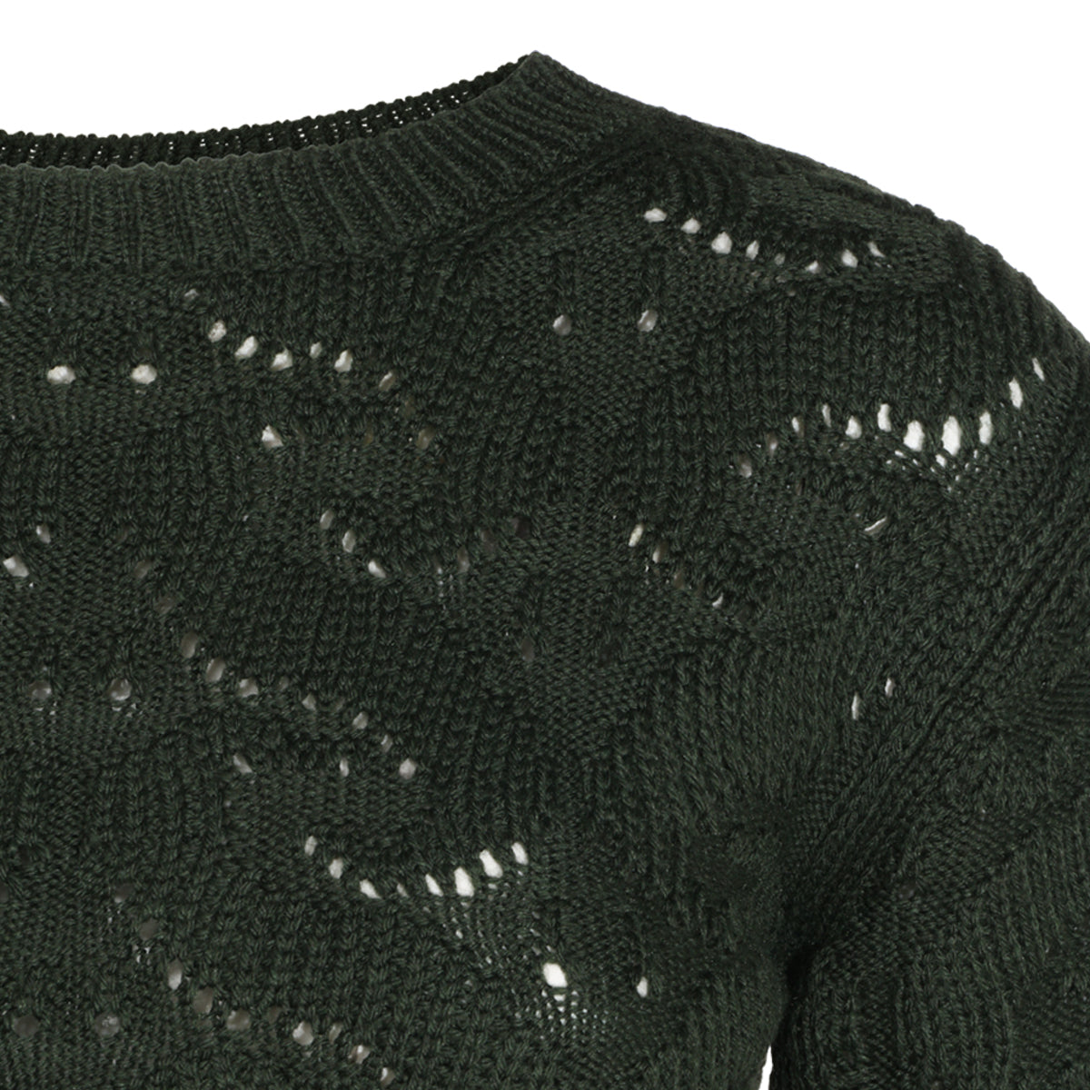 GREEN WOOL BLEND LACE SWEATER