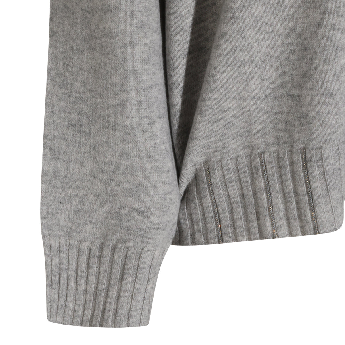 LIGHT GREY CASHMERE VIRGIN WOOL AND SILK BLEND SWEATER