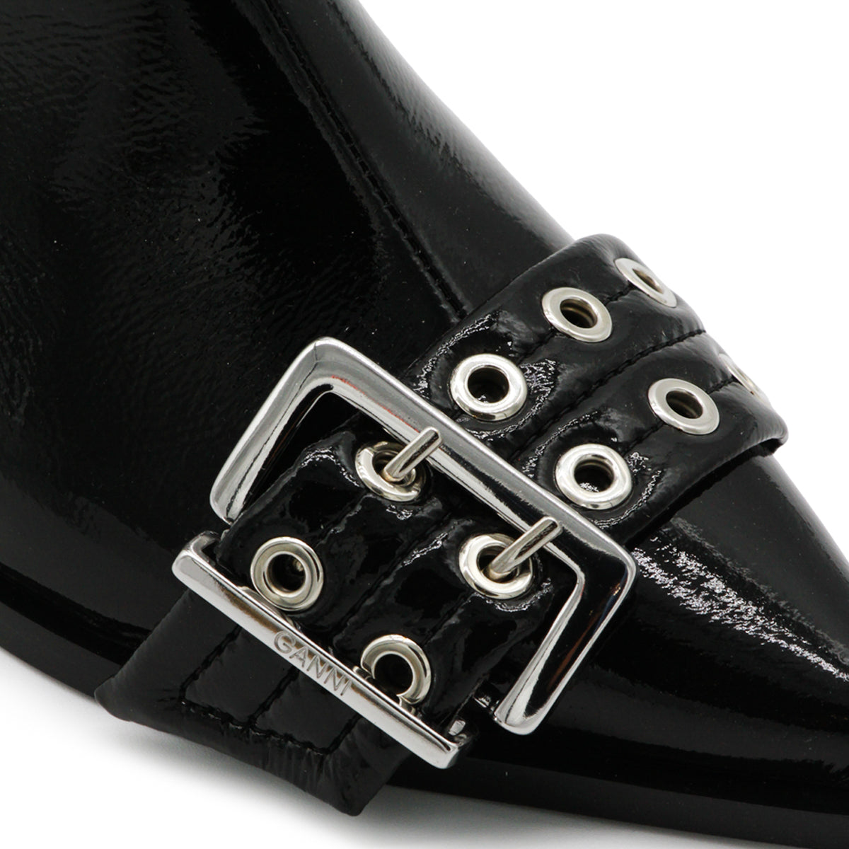 BLACK LEATHER BUCKLE BOOTS
