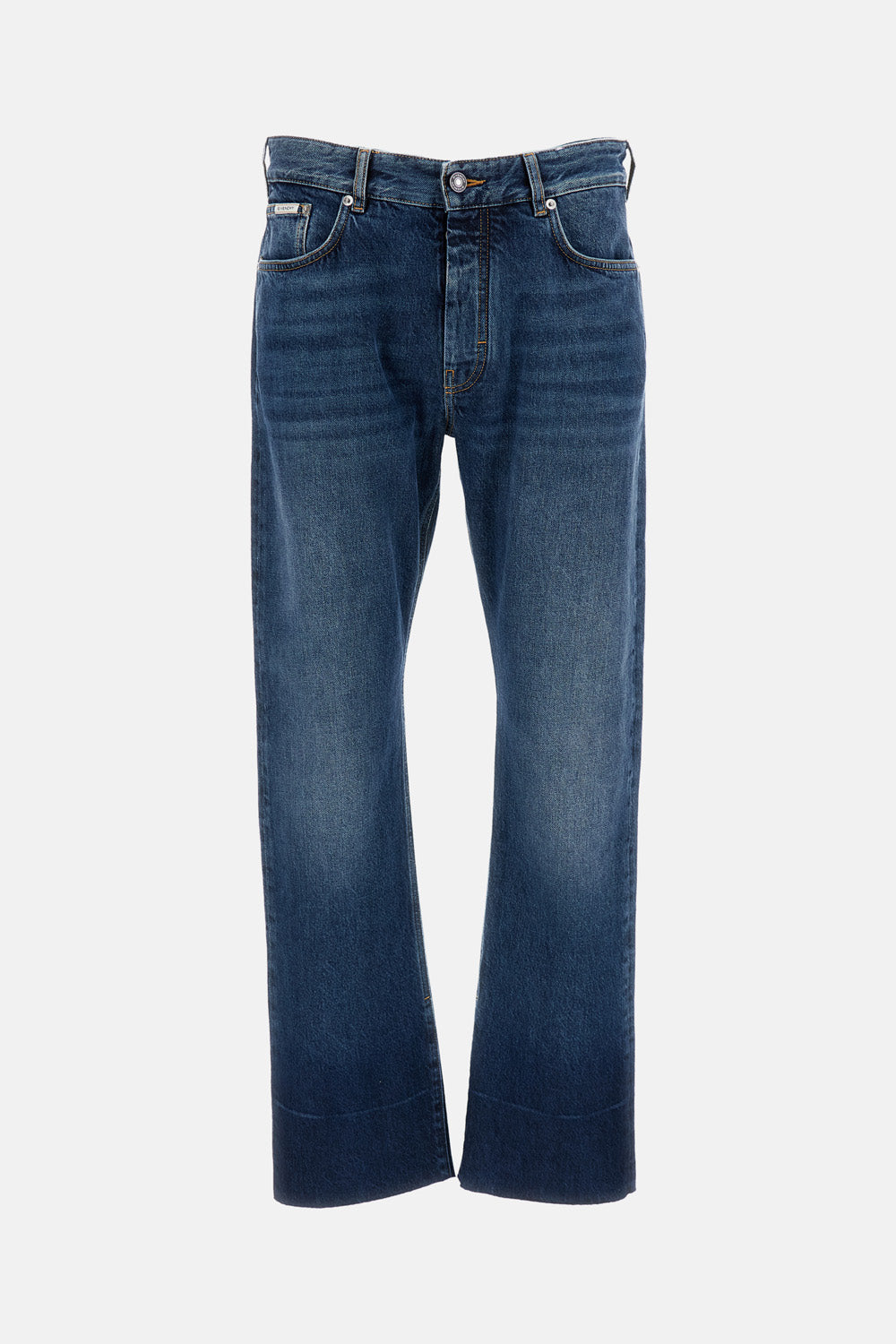 FRINGED VINTAGE DENIM TROUSERS