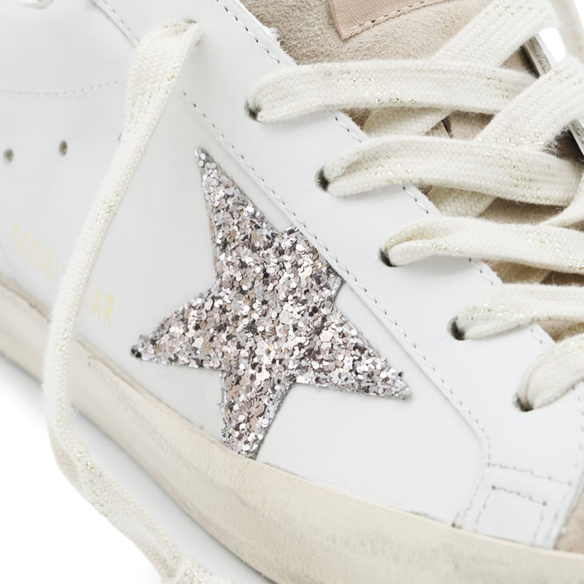 WHTIE BEIGE AND BROWN LEATHER SUPER STAR SNEAKERS