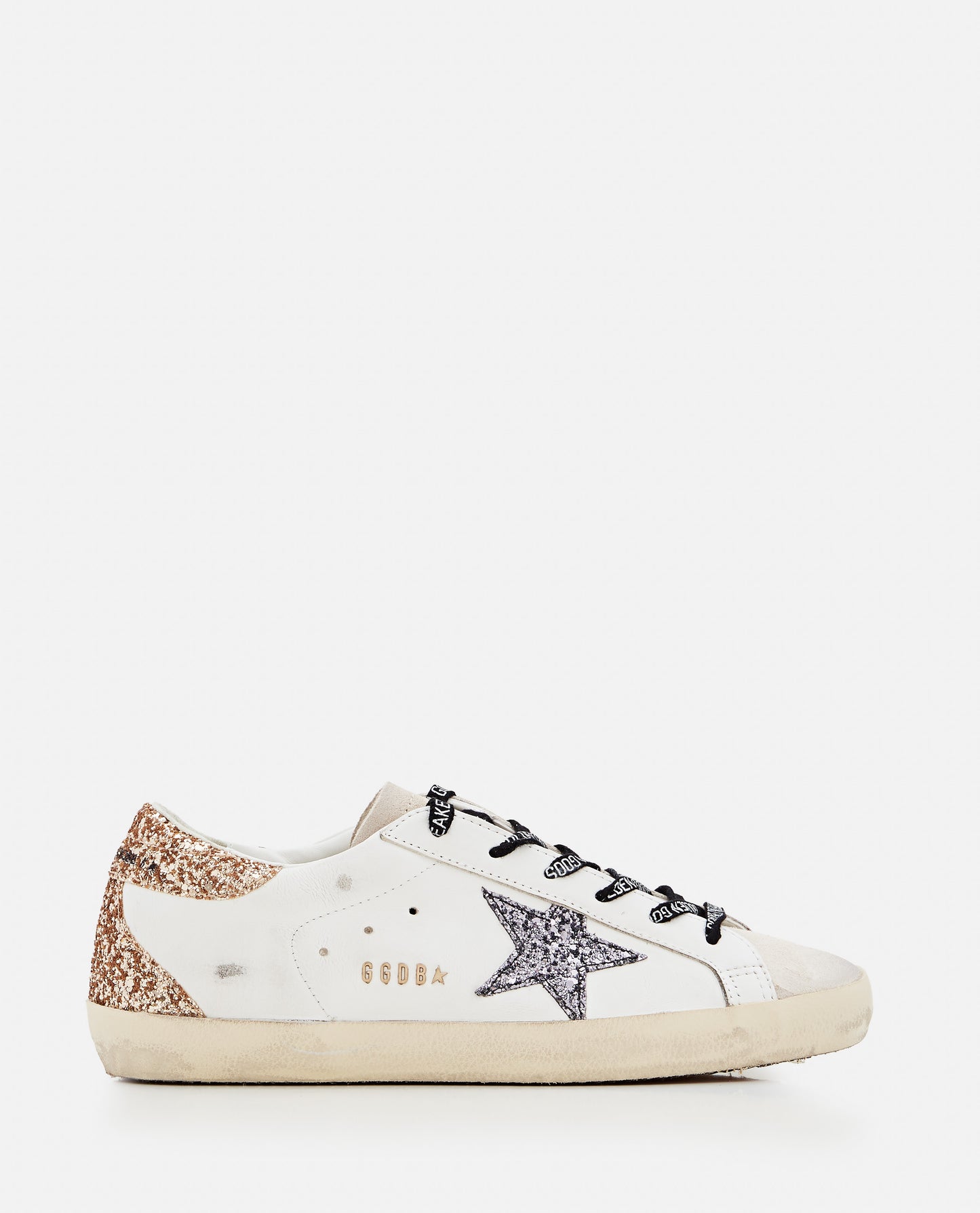 SUPER STAR LEATHER AND GLITTER SNEAKERS