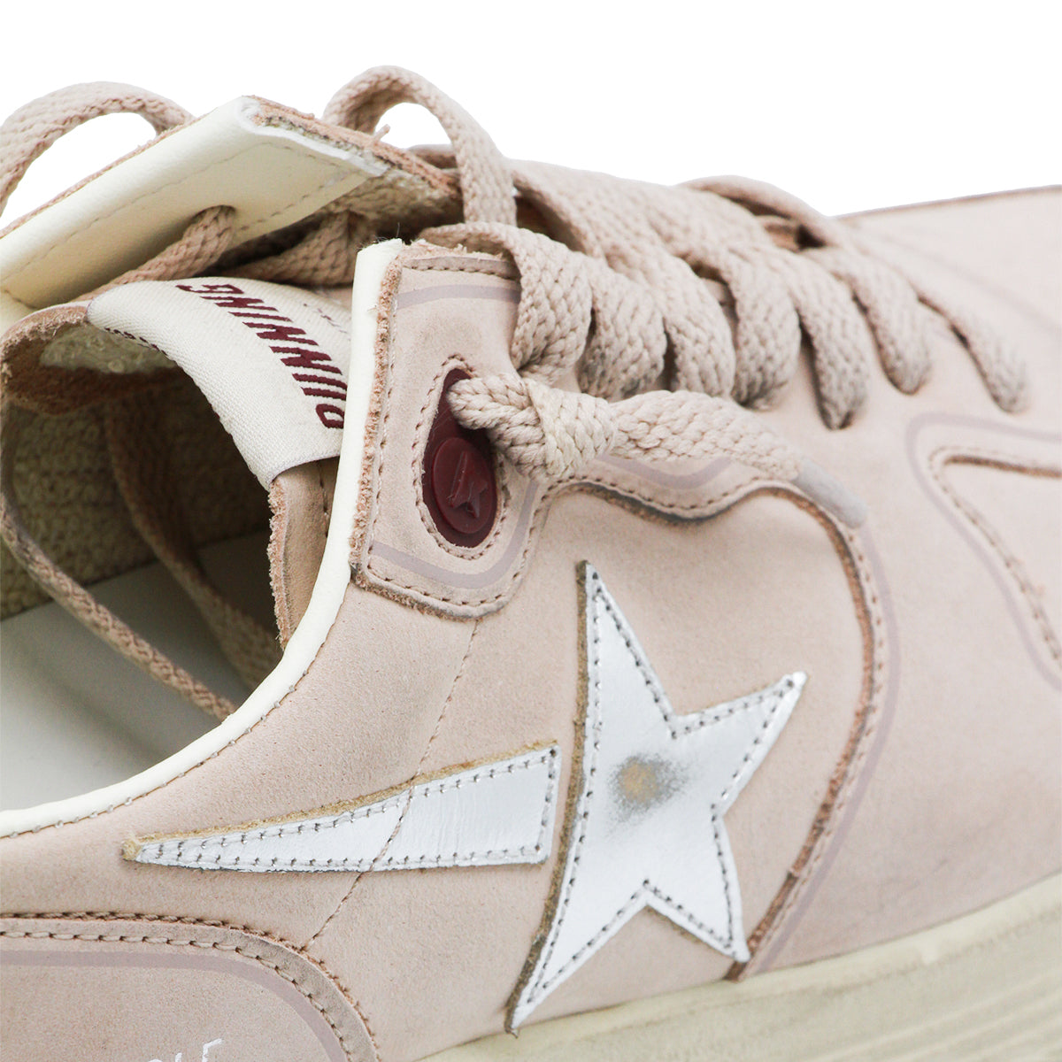 CREAM POWDER AND PINK LEATHER RUNNING SNEAKERS
