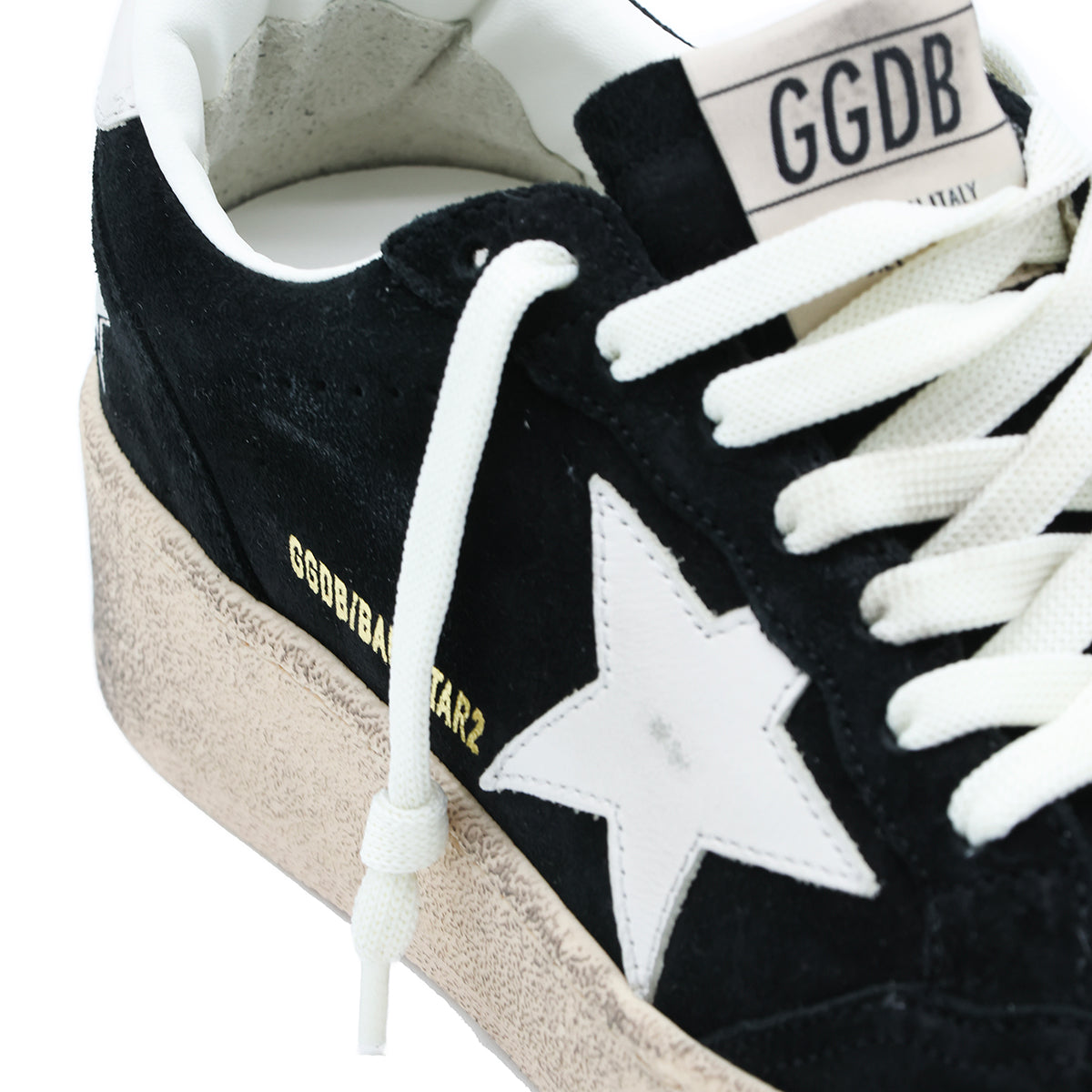 BLACK AND WHITE LEATHER BALLSTAR SNEAKERS