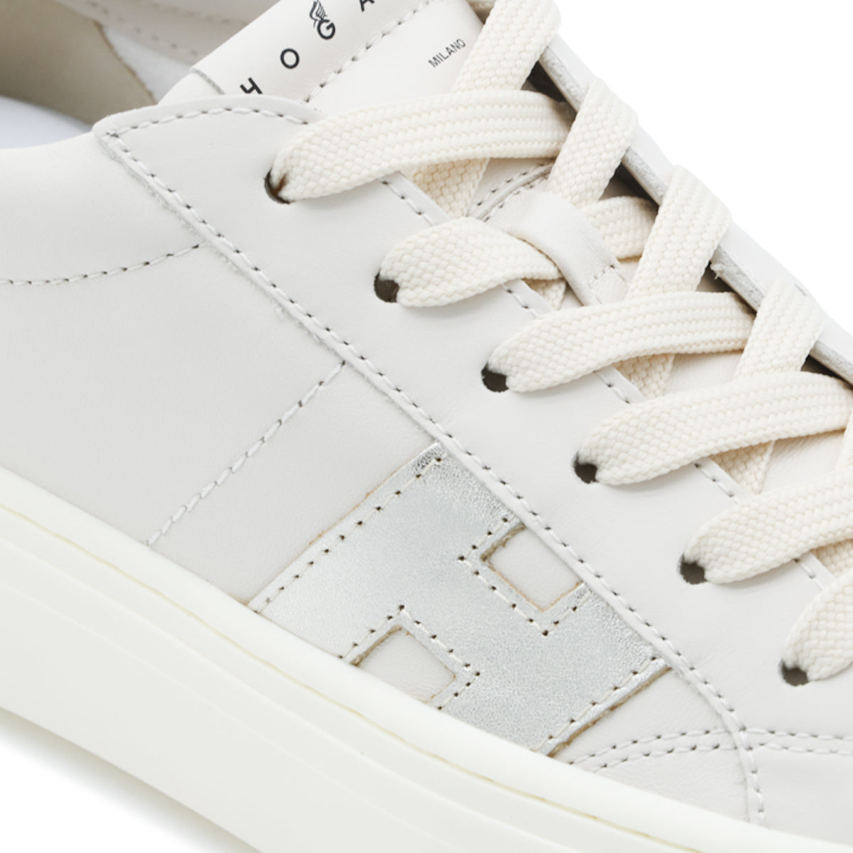 BEIGE AND SILVER LEATHER CROSSWIND SNEAKERS