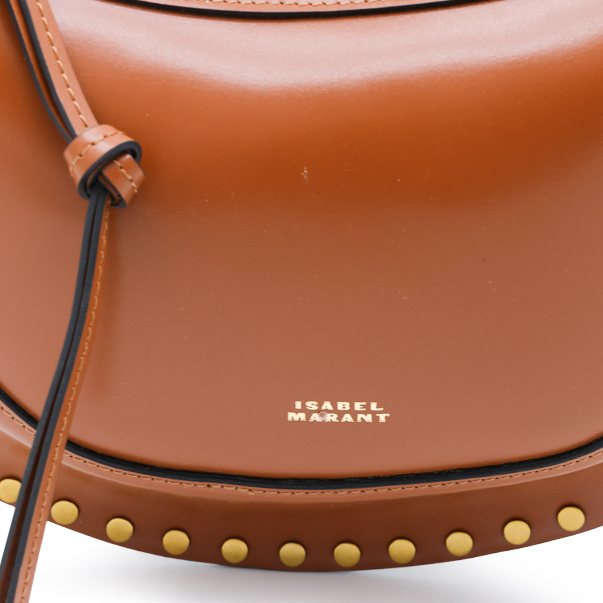 COGNAC LEATHER OSKAN MOON CROSSBODY BAG