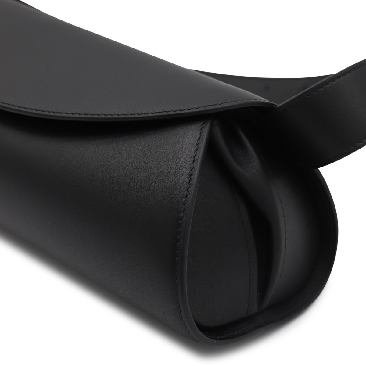 BLACK LEATHER CANNOLO GRANDE TOTE BAG