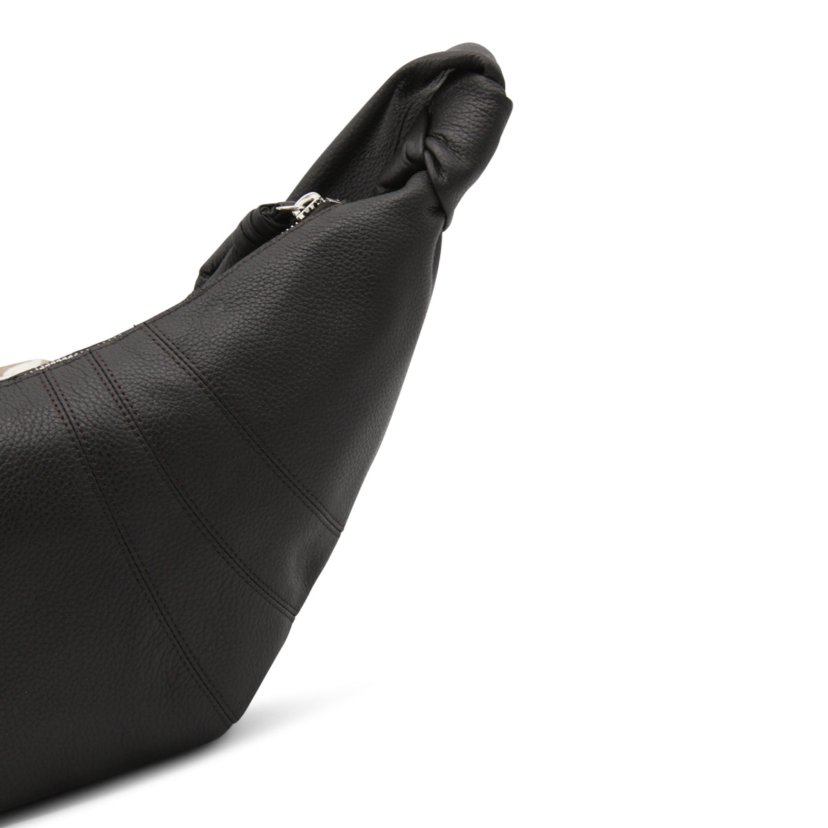 DARK CHOCOLATE LEATHER SMALL CROISSANT SHOULDER BAG
