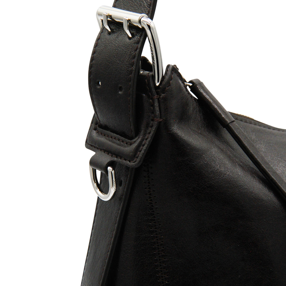 DARK CHOCOLATE LEATHER HOBO SHOULDER BAG