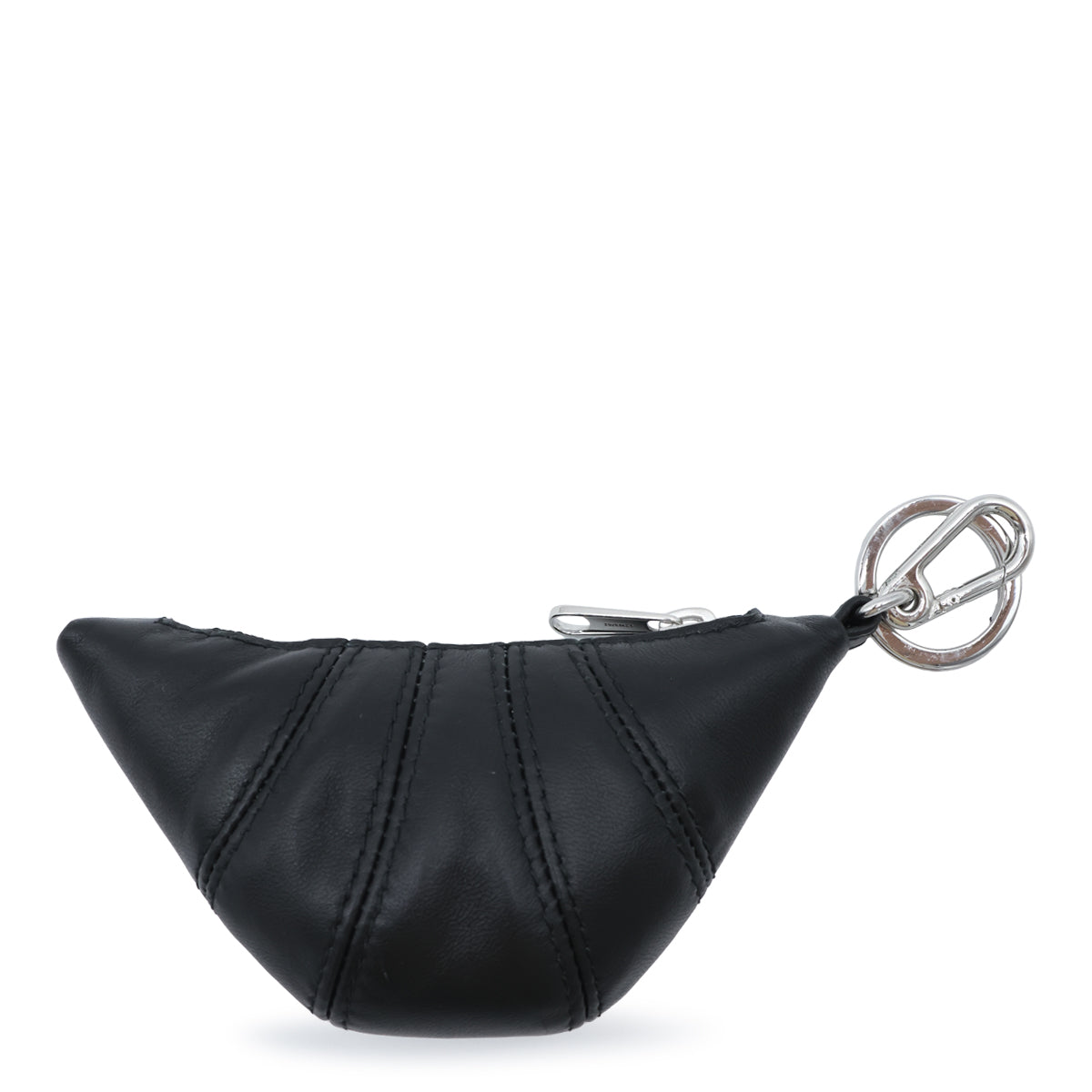BLACK LEATHER MINI CROISSANT KEYRING