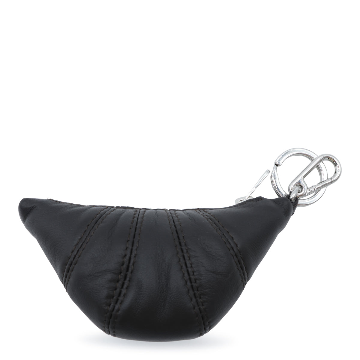 DARK CHOCOLATE LEATHER MINI CROISSANT KEYRING