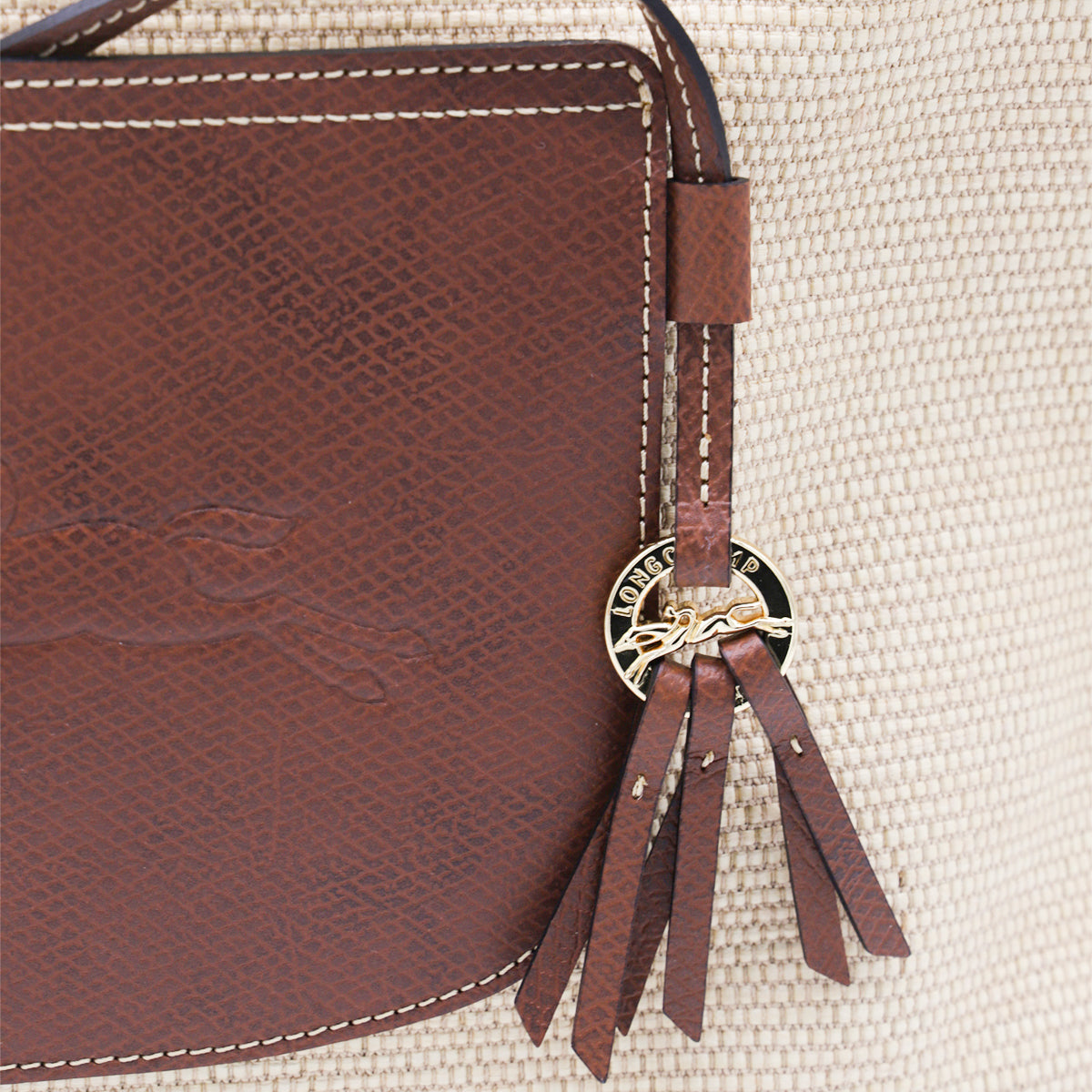 BEIGE AND BROWN PANIER LARGE TOTE