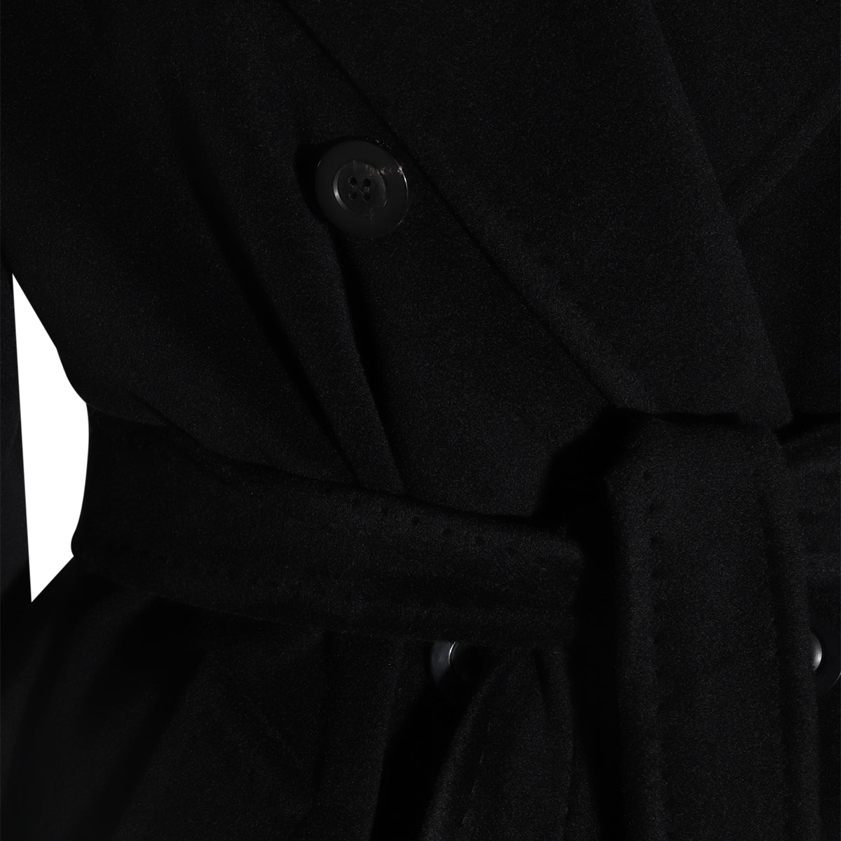 BLACK VIRGIN WOOL AND CASHMERE BLEND MADAME COAT