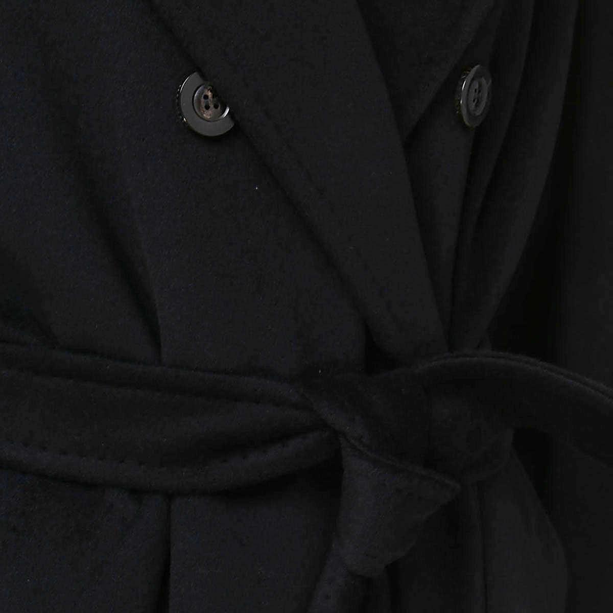 BLACK VIRGIN WOOL AND CASHMERE BLEND MADAME COAT