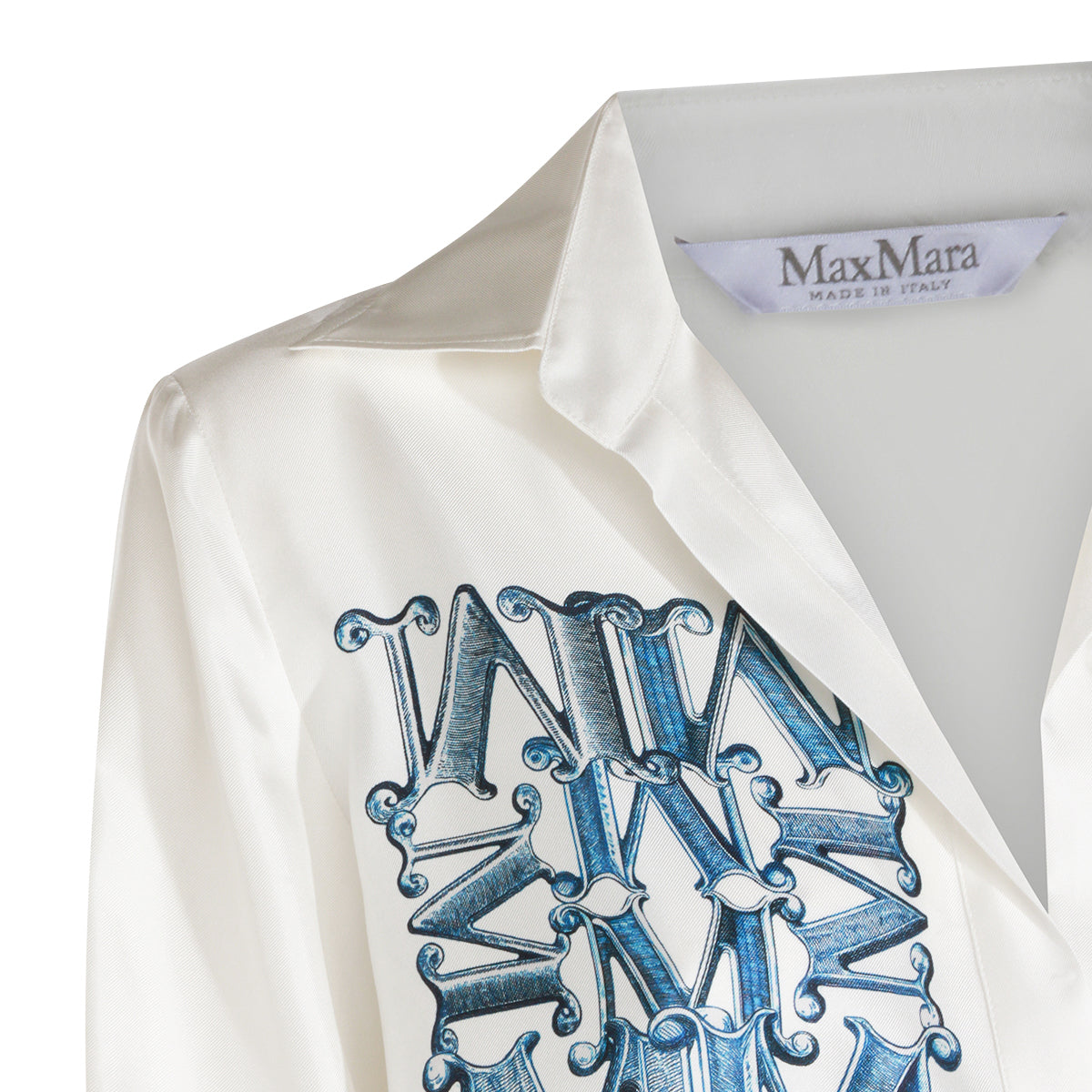 WHITE AND BLUE SILK FILTRO SHIRT