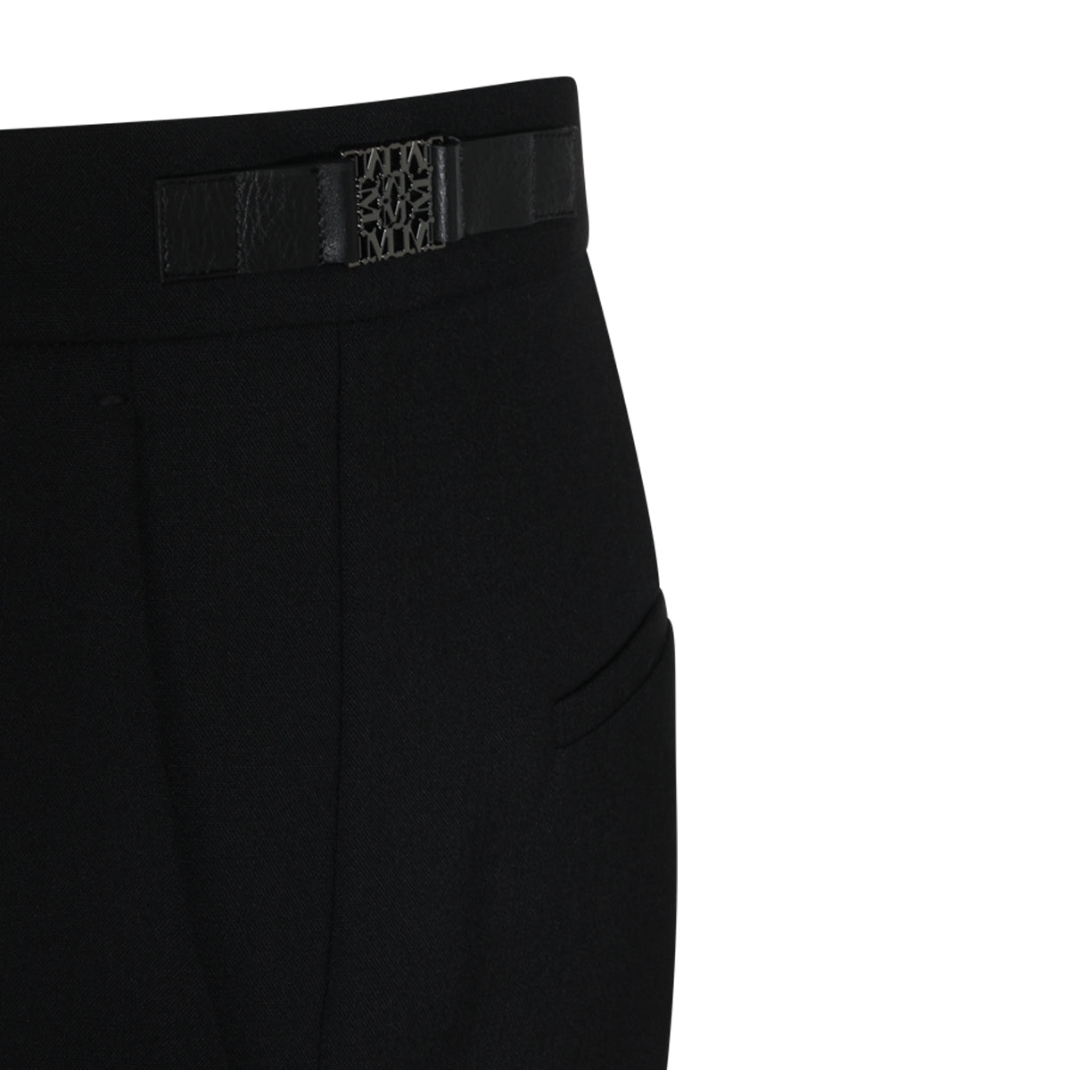 BLACK VIRGIN WOOL MACINO STRETCH PANTS