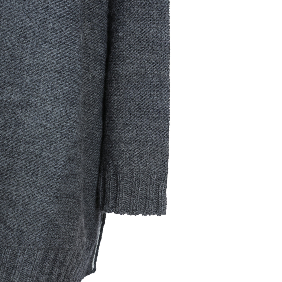 GREY MELANGE COTTON AND WOOL BLEND KNITWEAR