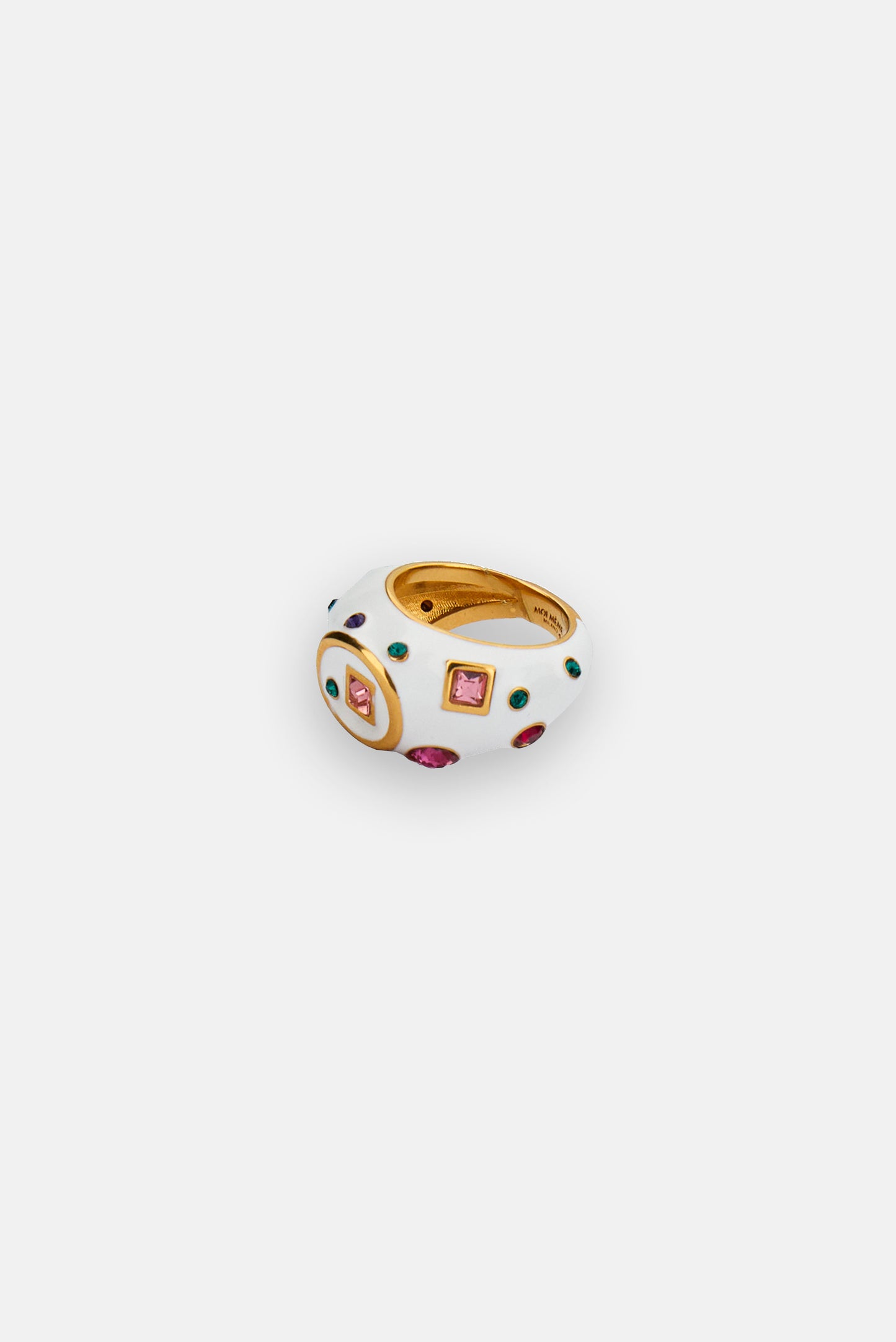 ENAMELED RING WITH CRYSTALS