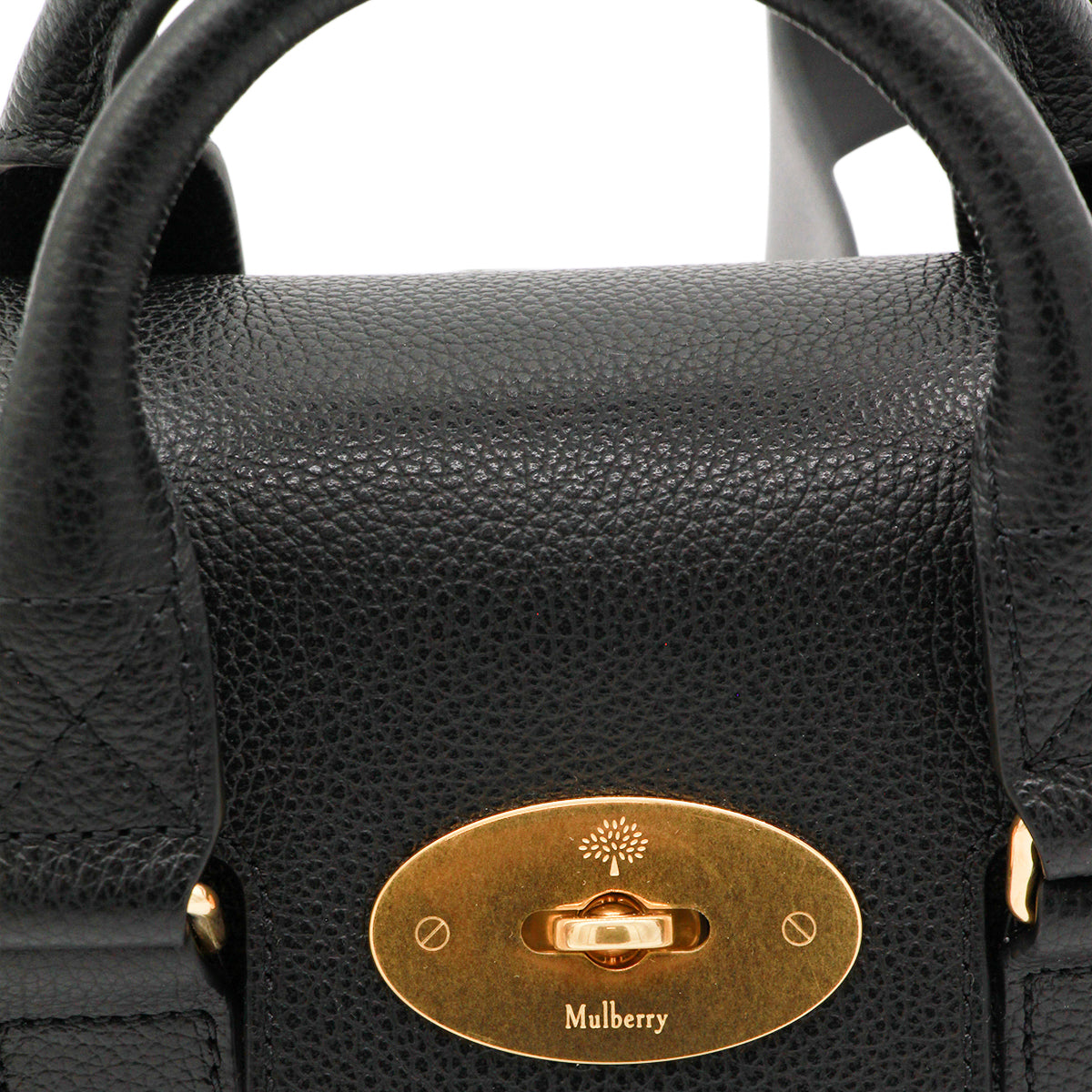 BLACK LEATHER MINI HERITAGE BAYSWATER TOP HANDLE BAG