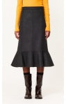 DOUBLE WOOL SKIRT WITH RUFFLED HEMLINE