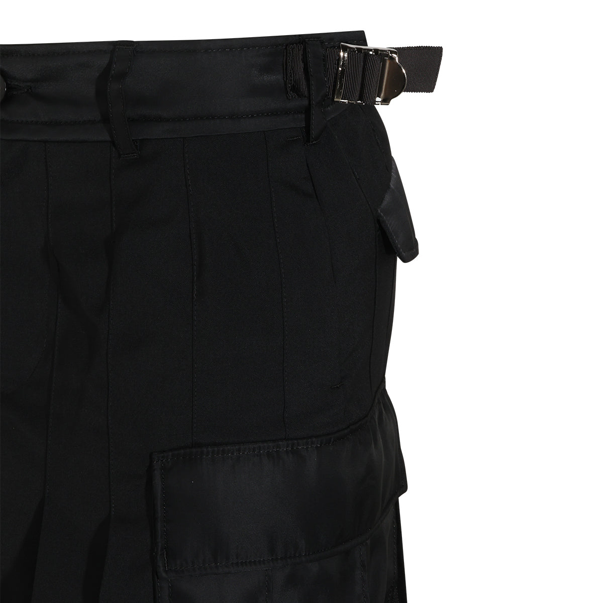 BLACK WOOL BLEND TWILL LONG SKIRT