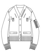 NYLON TWILL X COTTON KNIT CARDIGAN