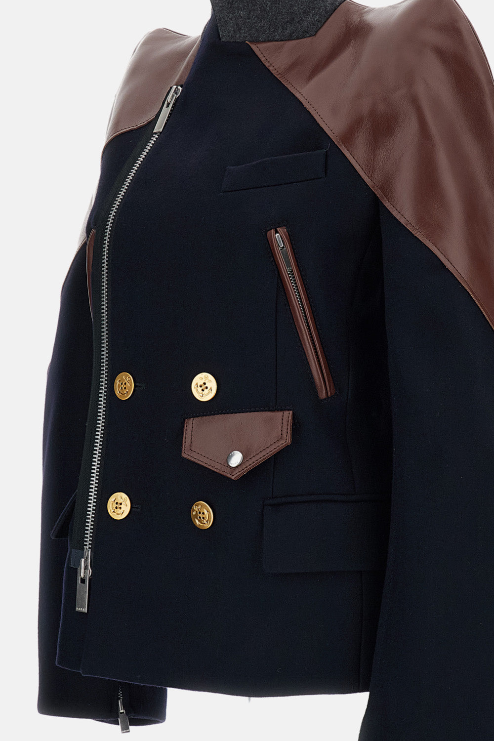 LEATHER X WOOL MELTON JACKET