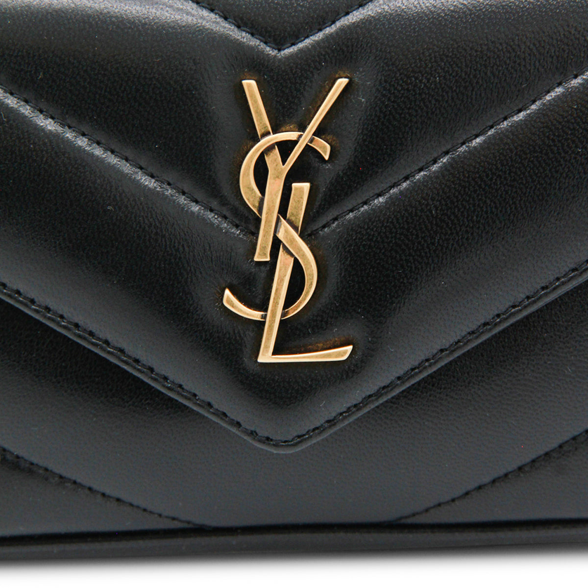 BLACK LEATHER MINI LOULOU BAG