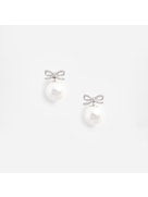 CRYSTAL BOW PEARL BACK EARRINGS