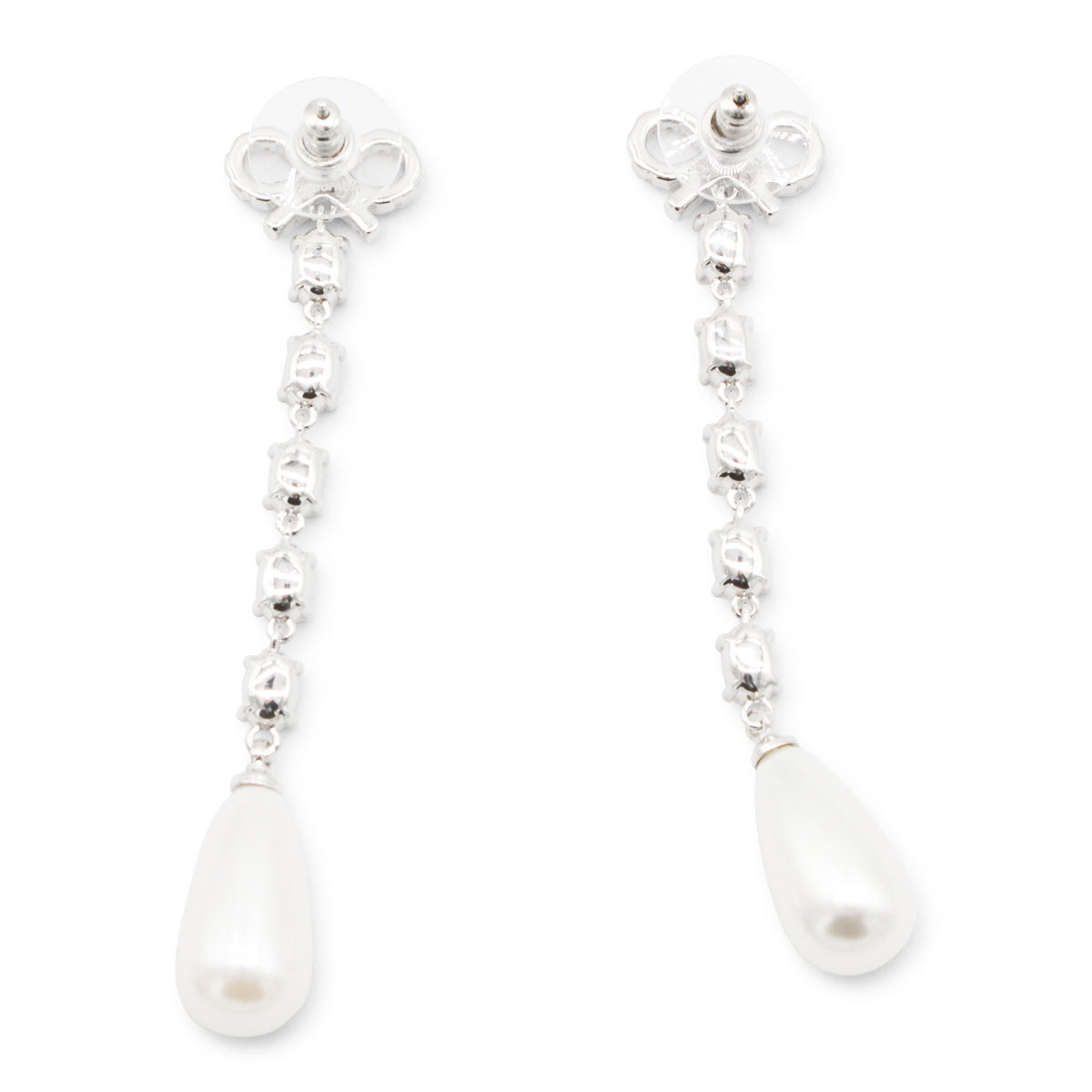 SILVER AND PEARL METAL EARRINGS