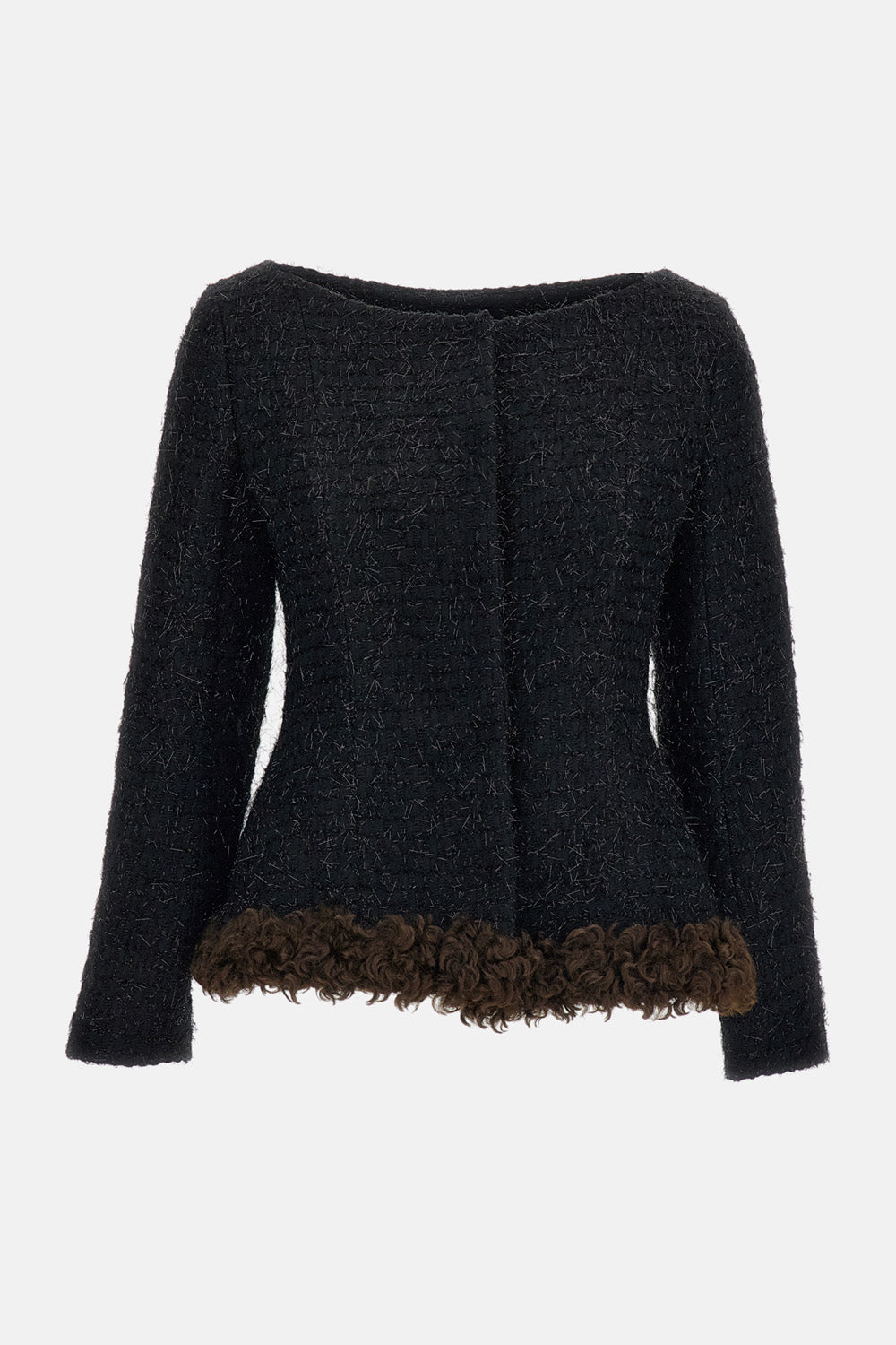 ROUND SCULPT FAUX FUR DETAIL BUSTLE JACKET
