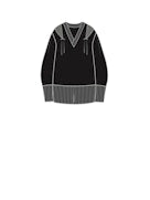 RELAXED CASHMERE SLASH V-NECK JUMPER W/ BOW