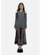 RELAXED CASHMERE SLASH V-NECK JUMPER W/ BOW