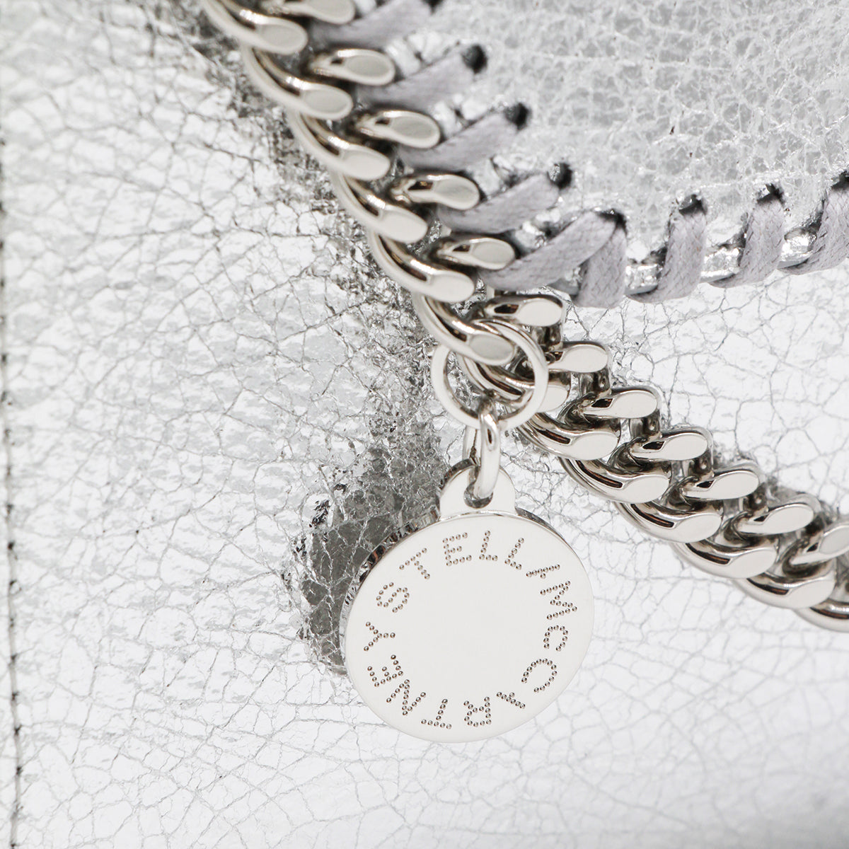 SILVER METAL FAUX LEATHER FALABELLA MINI CROSSBODY SHOULDER BAG